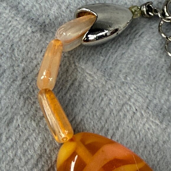 Vintage Style Orange Swirl Resin Acrylic Beaded Necklace Adjustable Chain - Picture 13 of 16